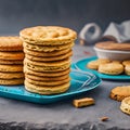 3D illustration graphic of Neatly stacked biscuits