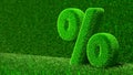 3D illustration of grass percent on green background. Design of information related to the economy. Grass symbol percent. Eco