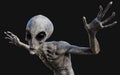 Alien on dark background with clipping path. Royalty Free Stock Photo