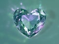 3d illustration. Green crystal heart on a light background