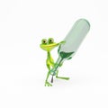 3D Illustration Green Frog with a Green Bottle with Wine Royalty Free Stock Photo