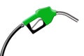 3D illustration green fuel nozzle on a white