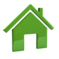 3D illustration green home with chimney icon