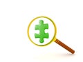 3D illustration of green jigsaw puzzle piece held in front of ma Royalty Free Stock Photo