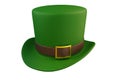 3d illustration. Green leprechaun hat isolated on white background. Realistic image of a hat for a party and memes