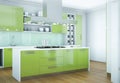 Green modern kitchen interior design illustration
