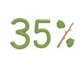 3d illustration green text designed with leaves and a stick