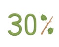 3d illustration green text designed with leaves and a stick