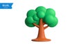 3D Illustration of a Green Tree with Brown Trunk Royalty Free Stock Photo