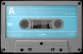 Grey audio cassette with sticker and label