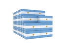 3D Illustration of the group Cargo Containers with Argentina and China Flag on white background. Delivery, transportation,