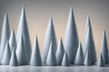 3d illustration of a group of christmas trees in a row, Winter Background