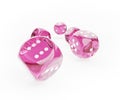 3D illustration of a group of rolling pink dieces. Luck, risk concept. Royalty Free Stock Photo