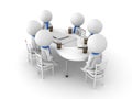 3D illustration of a group working at a table