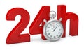 3d illustration 24h delivery with stopwatch Royalty Free Stock Photo