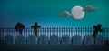 3D illustration Halloween background of grave yard Royalty Free Stock Photo