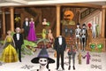 3D Illustration of Halloween Creatures at Halloween party