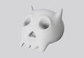 3D illustration halloween evil skull with horns