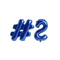 3d illustration of 2 hashtag blue balloons isolated on white background