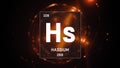 Hassium as Element 108 of the Periodic Table 3D illustration on orange background Royalty Free Stock Photo