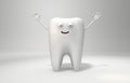 3D illustration Healthy Tooth happy and joyfully waves his hands