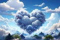 3D illustration of a heart shaped cloud with a blue sky background generative AI Generative AI Royalty Free Stock Photo