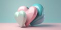 3D Illustration Hearts In Pastel Colors