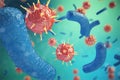 3d Illustration, Hepatitis, H1N1, HIV, FLU, AIDS viruses abstract background. Hepatitis viruses in infected organism. Royalty Free Stock Photo