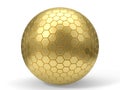 3d illustration of hexagon plated golden sphere