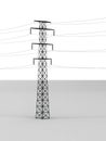 3D illustration of high voltage power lines against a white background Royalty Free Stock Photo