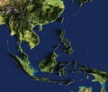 3d illustration of a highly detailed map of Southeast Asia. Royalty Free Stock Photo