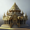 3D Illustration of a Hindu Temple with Golden Roof, 3D Render generative AI