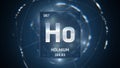 Holmium as Element 67 of the Periodic Table 3D illustration on blue background Royalty Free Stock Photo