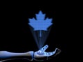 3D illustration of a hologram of maple leaf. Canada Day Holiday Concept