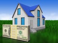 3d money over meadow