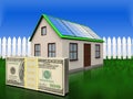 3d money over grass and fence