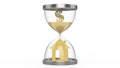 3D illustration hourglass dollar money and house