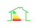 3d illustration of house with energy efficiency symbol