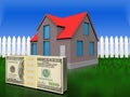 3d money over grass and fence Royalty Free Stock Photo