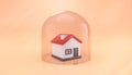 3D Illustration of a House protected under a Glass Dome, Pandemic Covid19 Coronavirus Home Safety Concept