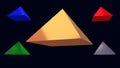 3d illustration of hovering glossy pyramids Royalty Free Stock Photo
