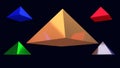 3d illustration of hovering glossy pyramids Royalty Free Stock Photo