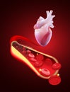 3D illustration of a human coronary artery with normal blood flow after angioplasty with a stent Royalty Free Stock Photo