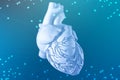 3d illustration of human heart on futuristic blue background. Digital technologies in medicine Royalty Free Stock Photo