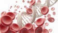 3d illustration of human red blood cells and white DNA background Royalty Free Stock Photo