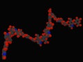 3D illustration of hyaluronic acid, hyaluron, biomolecule. Isolated on black.