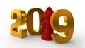 3D illustration of 2019. hydrant instead of a unit, the idea of celebration, a year of security, fire system. 3D rendering Royalty Free Stock Photo