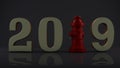 3D illustration of 2019. hydrant instead of a unit, the idea of celebration, a year of security, fire system. 3D rendering Royalty Free Stock Photo
