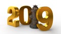 3D illustration of 2019. hydrant instead of a unit, the idea of celebration, a year of security, fire system. 3D rendering Royalty Free Stock Photo