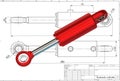 3d illustration of hydraulic cylinder